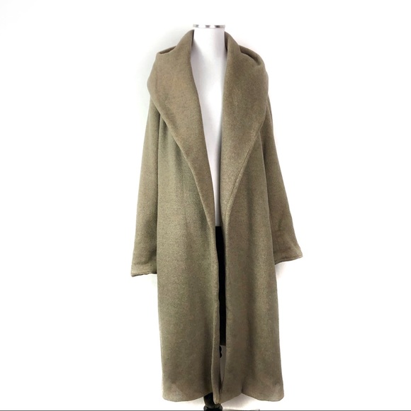 Zara Basic Wool Blend Waterfall Trench Coat Gray - Picture 2 of 6